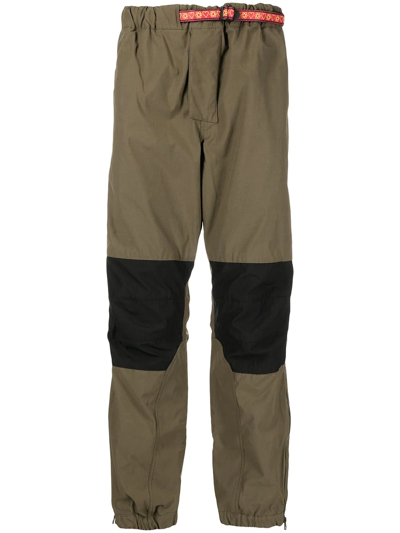 Billionaire Boys Club Panelled Drawstring-waist Straight-leg Trousers In Grün