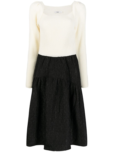 B+ab Two-tone Skirt-top Dress In Weiss