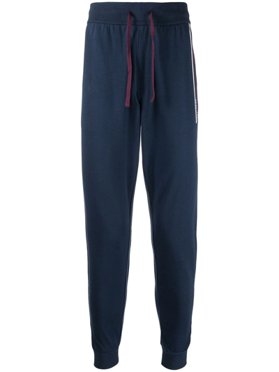 Hugo Boss Slim-fit Cotton Track Trousers In Blue