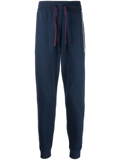 Hugo Boss Slim-fit Cotton Track Pants In Dark Blue