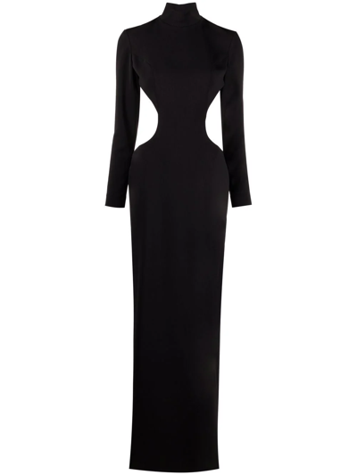 Monot Open-back High-neck Cut-out Evening Gown In Black