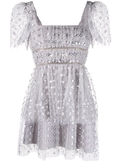 Self-portrait Sequin-embellished Tiered Mini Dress In Colour