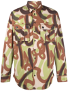 Dsquared2 Abstract-print Flap-pocket Shirt In Grün
