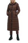 Noize Lightweight Long Puffer Coat In Earth