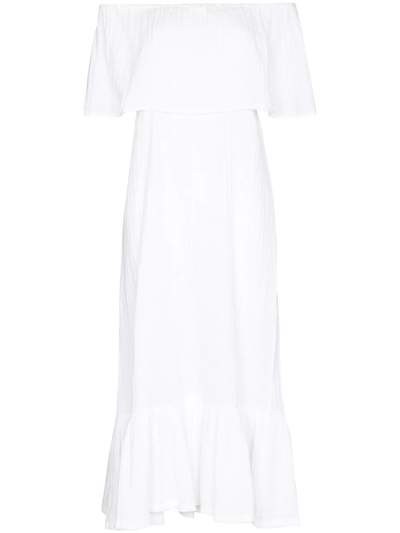 Anaak Freya Off-the-shoulder Cotton-voile Dress In Off White
