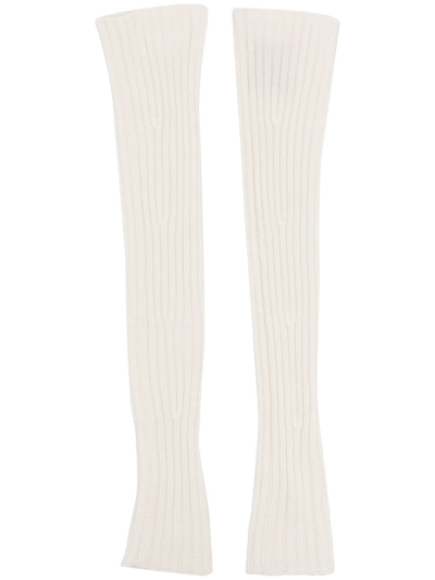 Cashmere In Love Graz Cashmere Fingerless Arm-warmers In Weiss