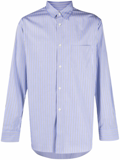Comme Des Garçons Shirt Stripe-pattern Print Cotton Shirt In Blue