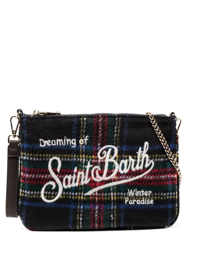 Mc2 Saint Barth Parisienne Tartan Clutch Bag In Schwarz