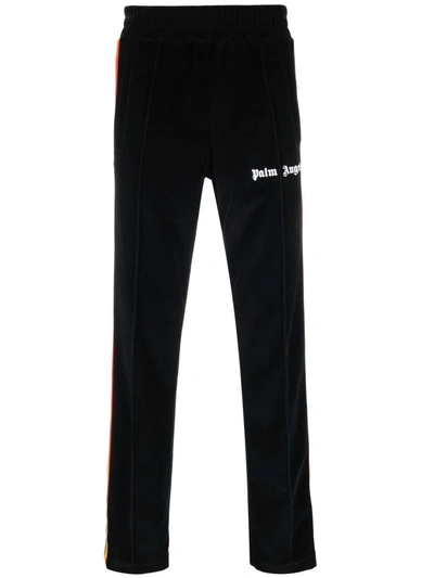 Palm Angels Rainbow-stripe Chenille Track Pants In Black