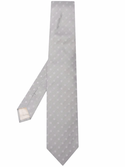 D4.0 Embroidered Silk Tie In Grau
