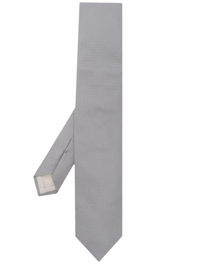D4.0 Textured Silk Tie In Grau