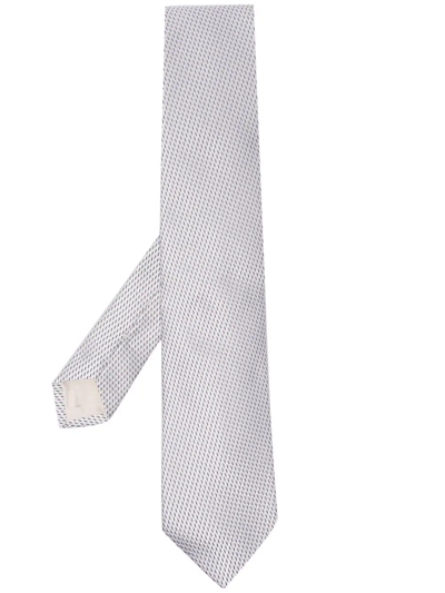 D4.0 Geometric-patterned Silk Tie In Weiss