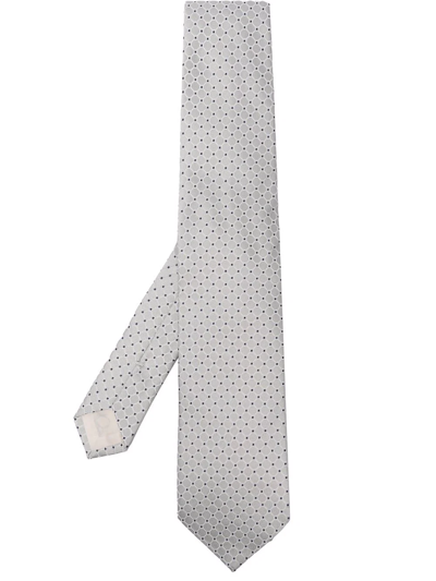 D4.0 Embroidered-design Silk Tie In Grau