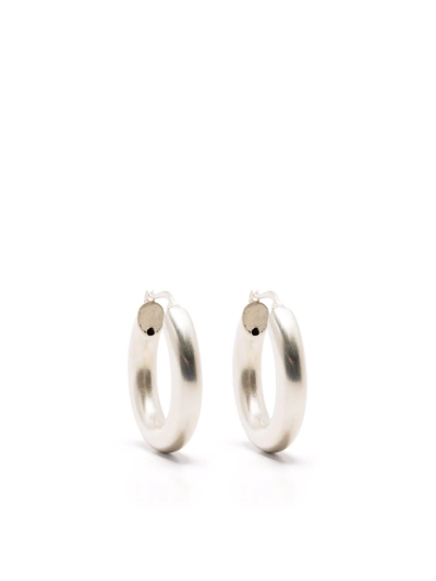 Jil Sander Engraved-logo Hoop Earrings In Silber