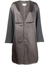 Maison Margiela V-neck Rayon Midi Dress With Rib-knit Sleeves In Grau
