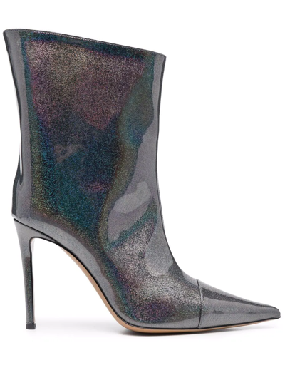 Alexandre Vauthier Shine Finish Pointed Toe Boots In Grau
