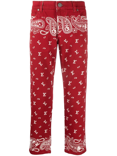 Etro Paisley-print Straight-leg Jeans In Red