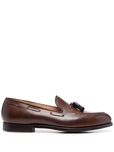 Crockett & Jones Tasseled Leather Loafers In Braun