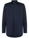 Xacus Curved-hem Buttoned-up Shirt In Blau