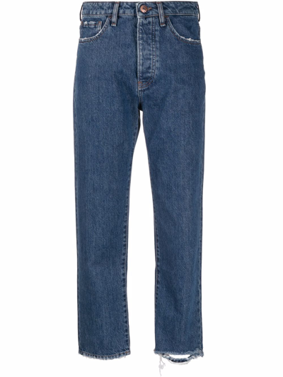 3x1 Distressed Straight-leg Jeans In Blau