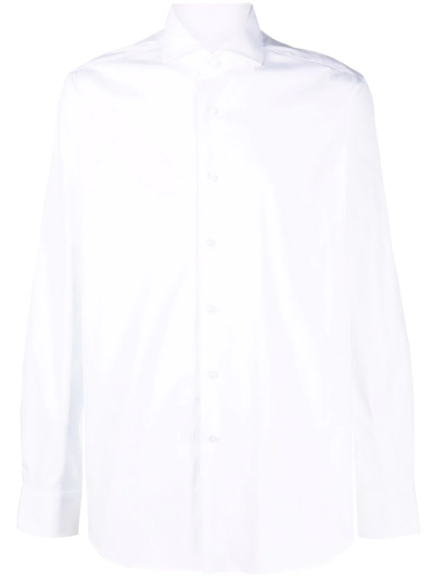 Xacus Curved-hem Buttoned-up Shirt In Weiss