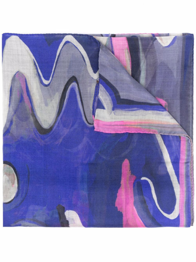 Paul Smith Abstract-print Scarf In Blue