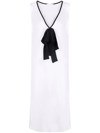 Fabiana Filippi Bow-detail V-neck Long Top In Weiss