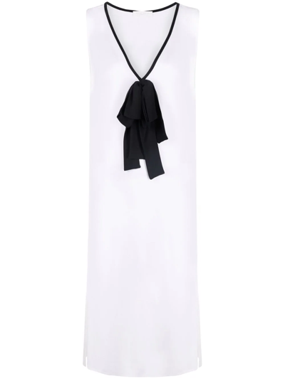 Fabiana Filippi Bow-detail V-neck Long Top In White