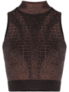 Wolford Shiny Grid Sleeveless Stretch Nylon Top In Schwarz