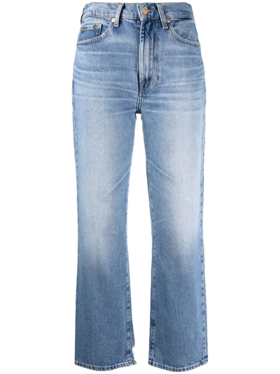 7 For All Mankind `logan Stovepipe Vibe` With Bitten Hem In Blu