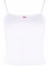 Diesel Stretch Cotton Jersey Logo Tank Top In White