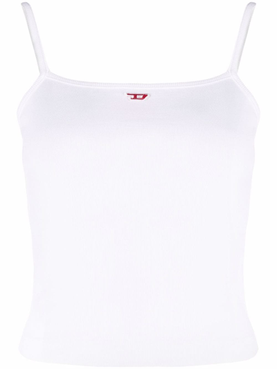 Diesel Stretch Cotton Jersey Logo Tank Top In White