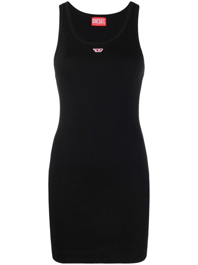 Diesel Logo-print Cotton Dress In Black