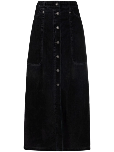 Diesel High-waisted Maxi Skirt In Black