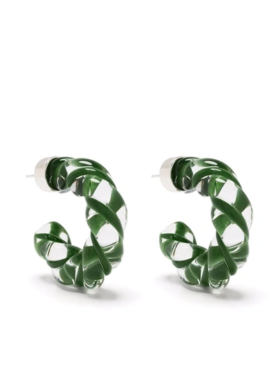 Bottega Veneta Green/transparent Coiled Hoop Earrings
