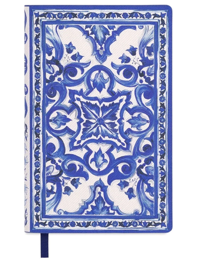 Dolce & Gabbana Small Mediterraneo-print Blank Notebook In Blau