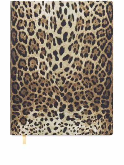 DOLCE & GABBANA LARGE LEOPARD-PRINT LEATHER BLANK NOTEBOOK