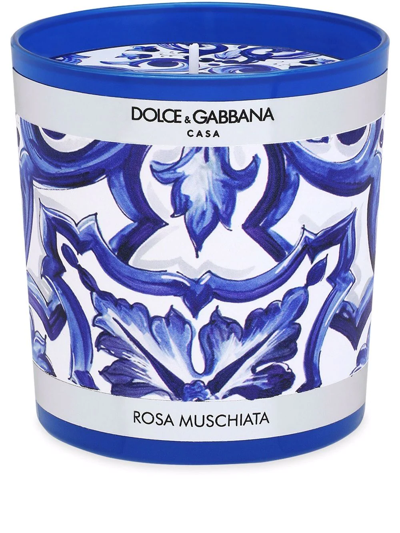 Dolce & Gabbana Mediterraneo-print Scented Candle (250g) In Weiss