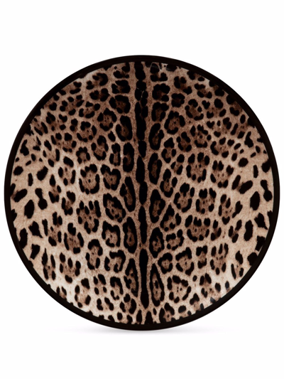 Dolce & Gabbana Leopard-print Porcelain Charger Plate (31cm) In Weiss