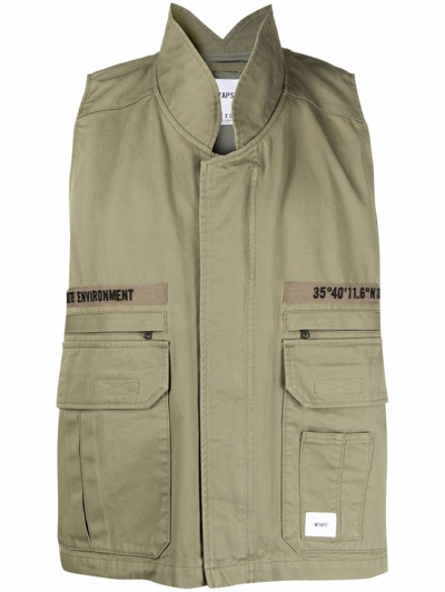 Wtaps Rep Stand-up Collar Vest In Green
