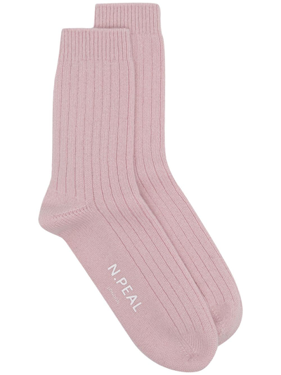N•peal Ribbed Organic-cashmere Socks In Pink