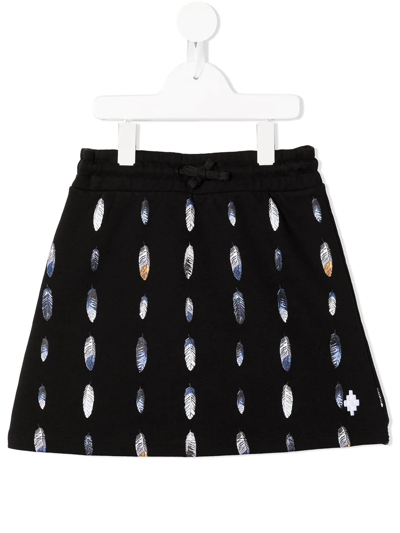 Marcelo Burlon County Of Milan Kids' A-line Feather Print Skirt In Black