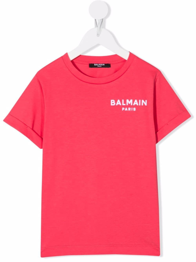 Balmain Kids' Logo-print Cotton T-shirt In Pink