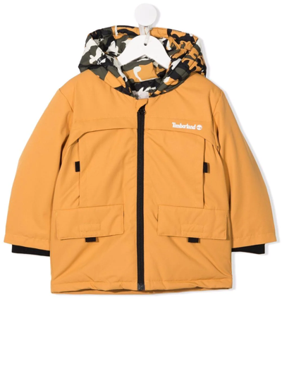 Timberland Babies' Logo Zipped Hooded Jacket In Yellow