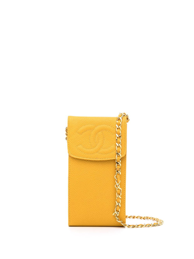 Pre-owned Chanel 1997 Cc Logo-embossed Mini Bag In Yellow