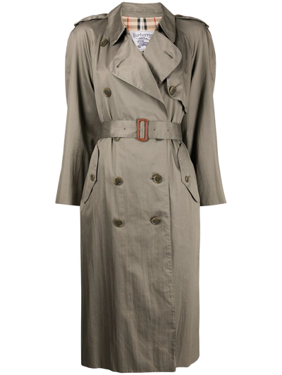 Pre-owned Burberry 1990s Double-breasted Trench Coat In Brown