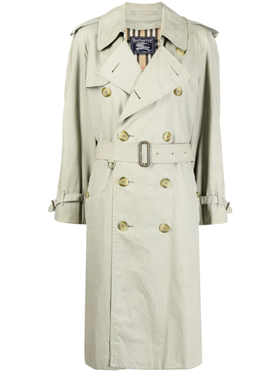 Pre-owned Burberry 1990s Double-breasted Trench Coat In Brown