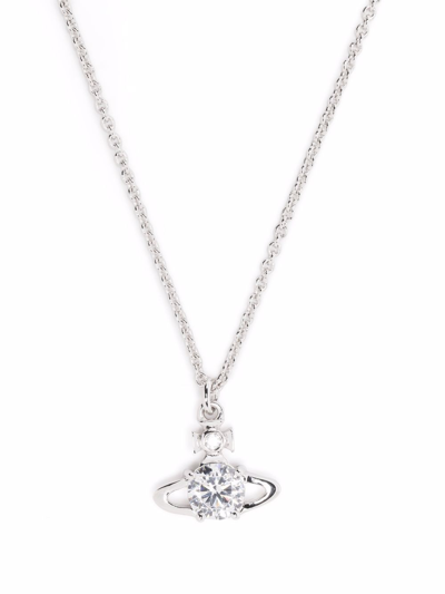 Vivienne Westwood Crystal-embellished Orb Necklace In Silver