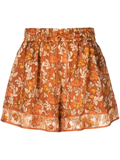 Zimmermann Andie Floral Habutai-silk Shorts In Print
