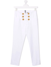 Balmain Double-breasted Button Trousers In White